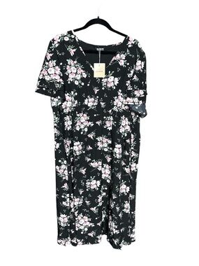 Bloomchic floral midi dress with short sleeves,stretchy waistband Size 18/20 NWT
